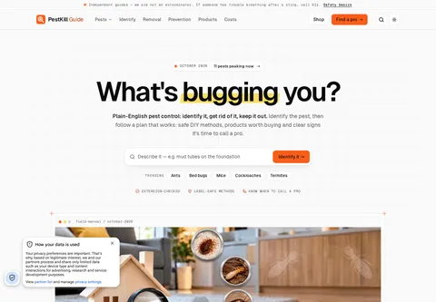 Pest Killer Guide homepage preview