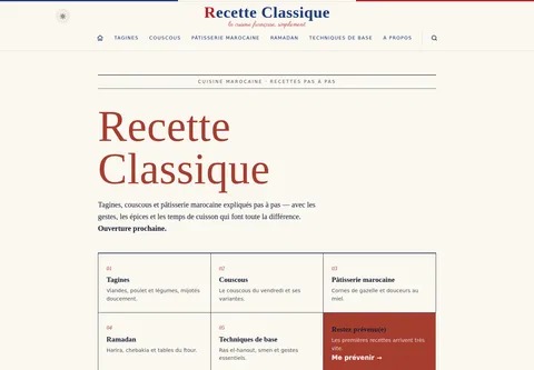 Recette Classique homepage preview