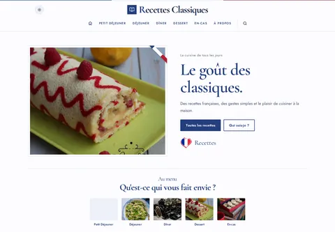 Recettes Classiques homepage preview