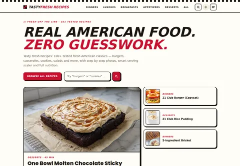 Tasty Fresh Recipes homepage preview