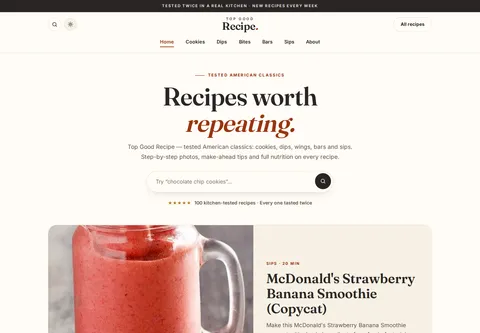Top Good Recipe homepage preview