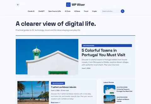 WPWiser homepage preview